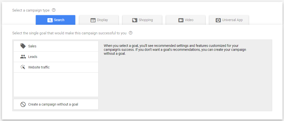 Google Ads Goals & Objective Setup