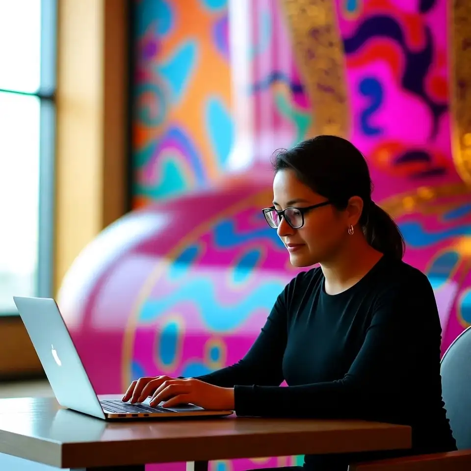 A women teaching online