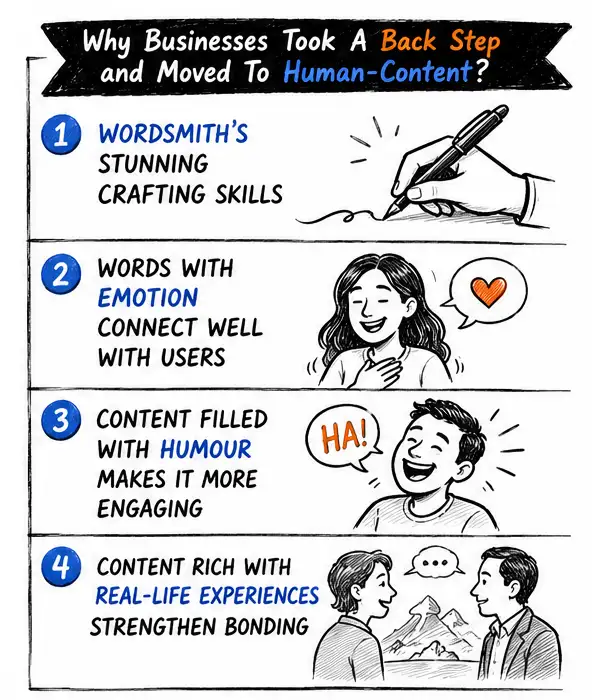 Why Businesses Preferring human for writing engaging content rather choosing AI tools?